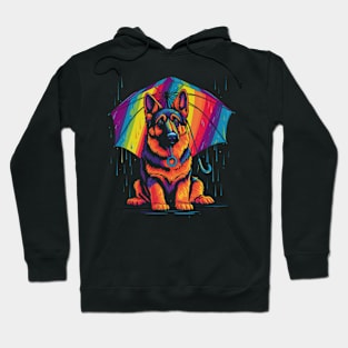 German Shepherd Rainy Day With Umbrella Hoodie